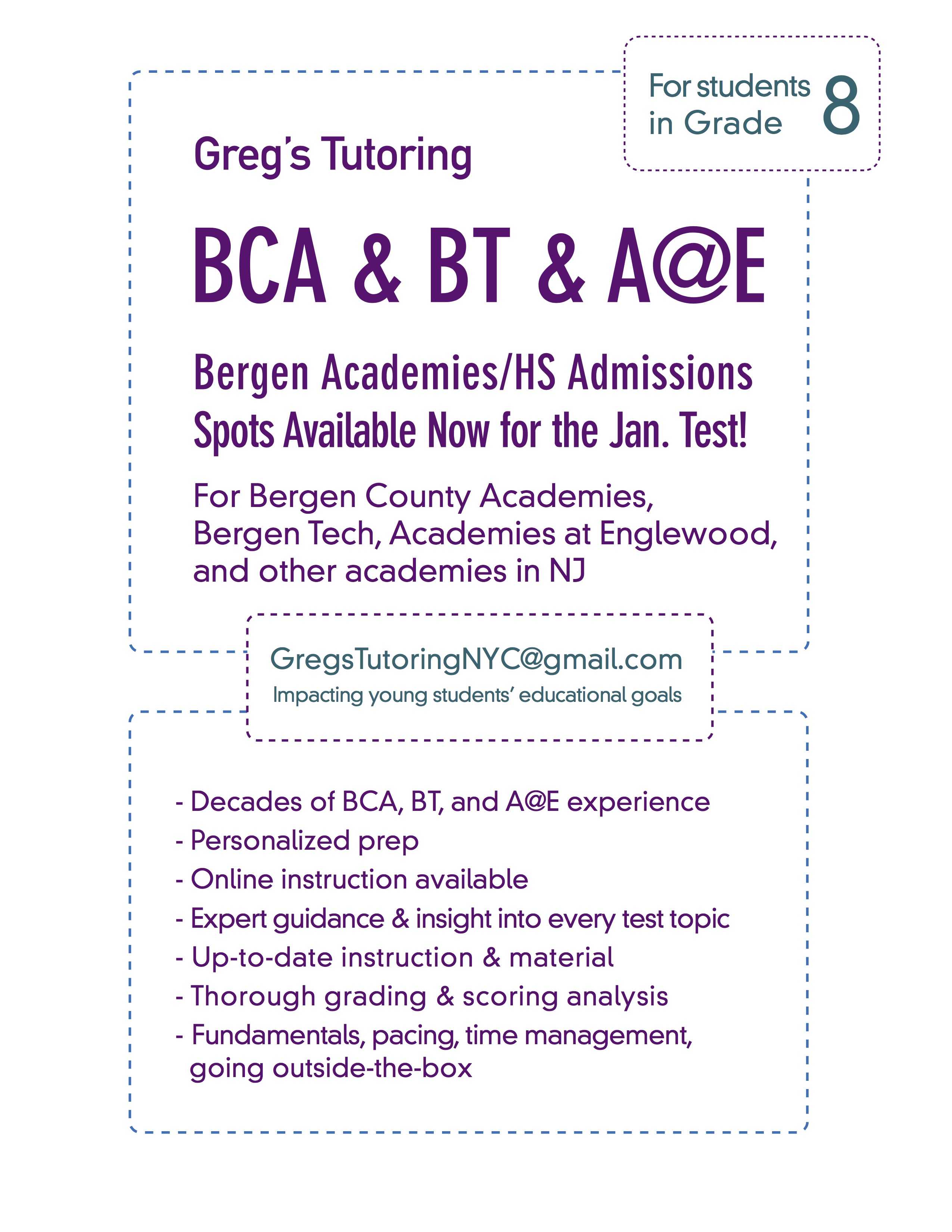Bergen County Academies/BCA, Bergen Tech, Academies at Englewood/A@E  Tutoring Available Now