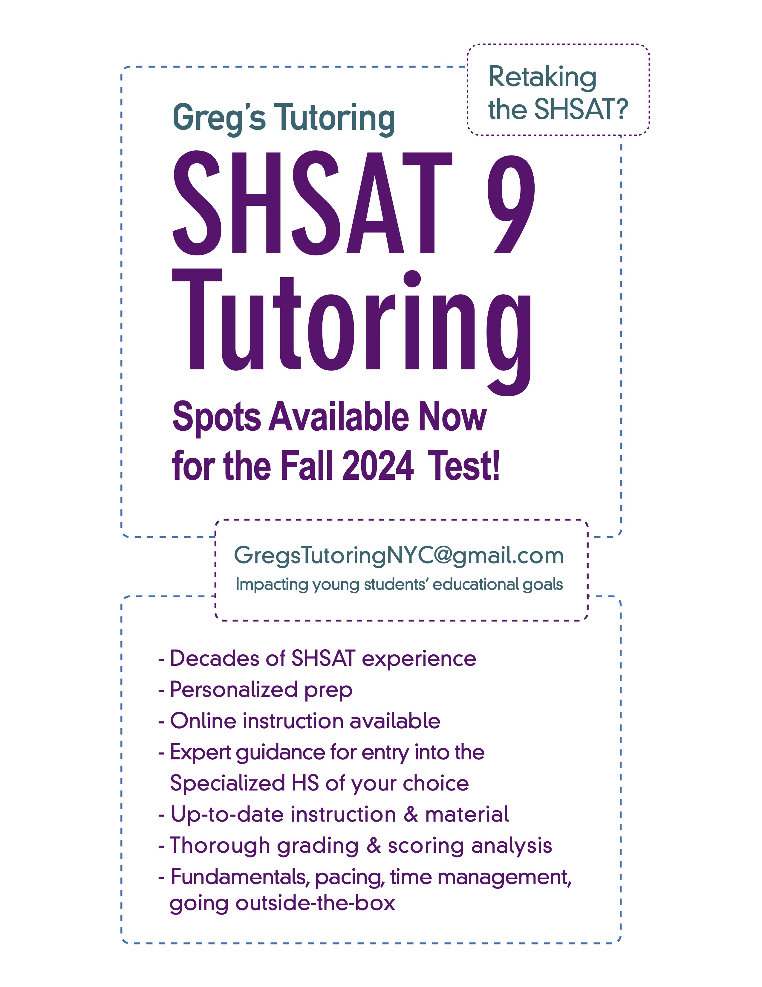 Greg's Tutoring SHSAT Tutoring